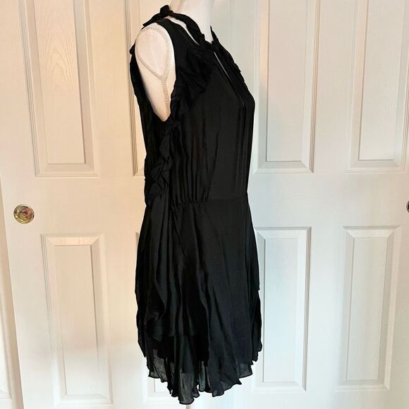 IRO Hanie cold-shoulder ruffled gauze mini dress Black FR 42 / US 10 MSRP $360 - Picture 7 of 12